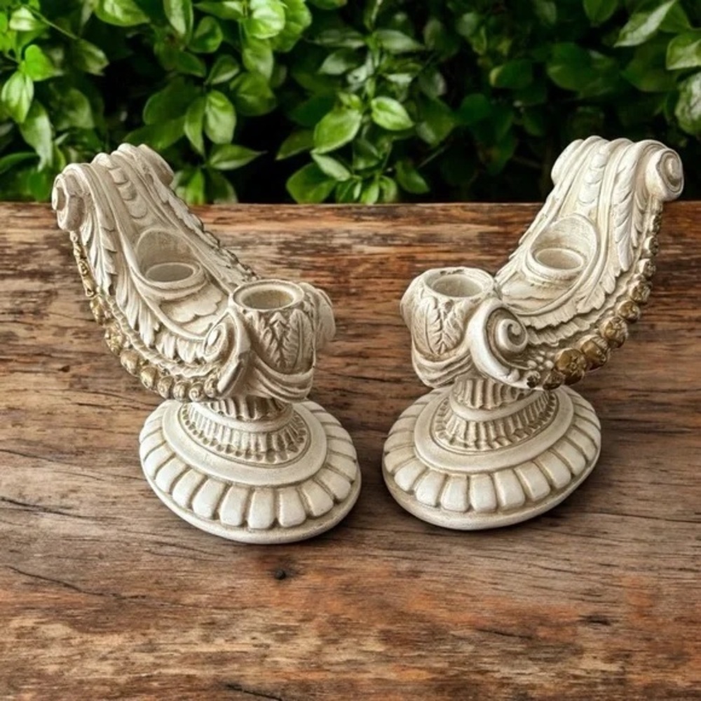 Vintage MCM Universal Statuary Corp Pair Candle Holders 1963